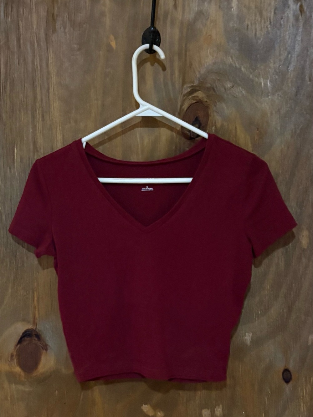 wild fable Burgundy V-Neck Crop Top